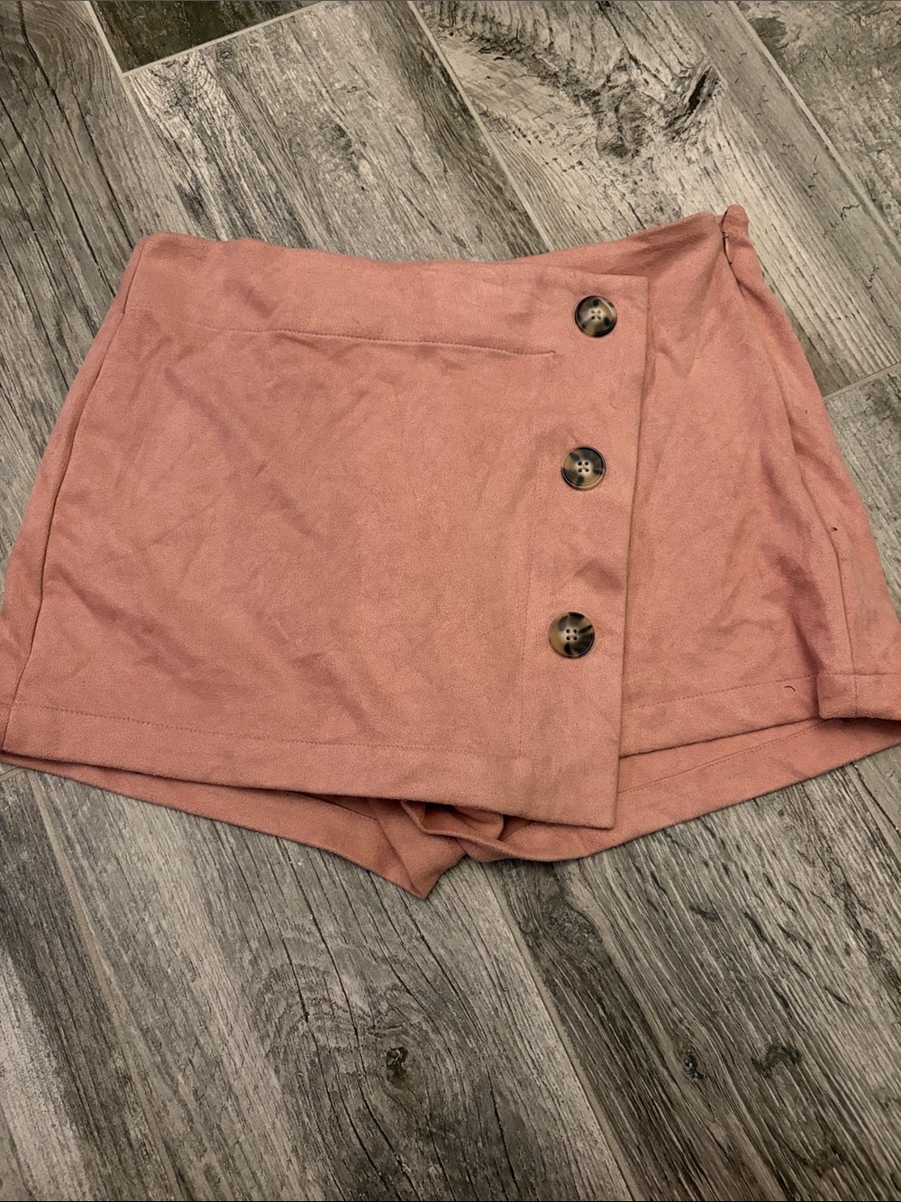 Women’s Pink Button-Front Skort Shorts